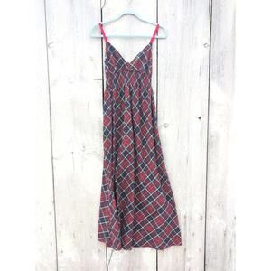 Derek Heart Y2K Tartan Plaid Babydoll Smocked Maxi Dress Junior's Med